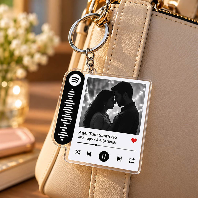 Personalized Photo & Song Acrylic Keychain | Spotify Style Couple Gift | Love Craft Gifts™