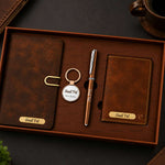 Personalized Pierre Cardin Business Gift Set | Brown Leather Notebook & Pen Gift Box | Love Craft Gifts™