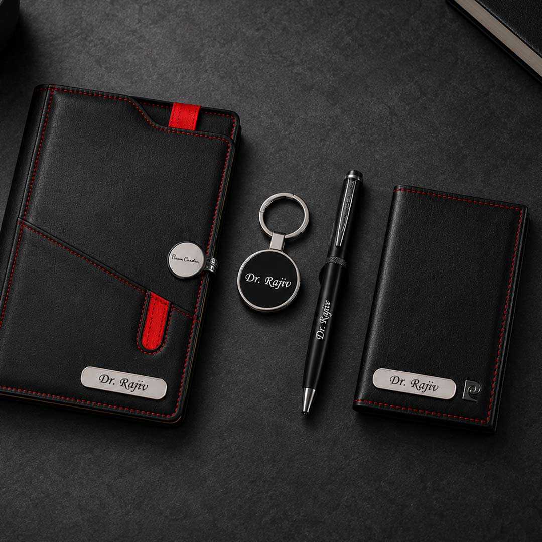 Personalized Pierre Cardin Luxury Gift Set | Custom Organizer Diary, Pen & Keychain | Love Craft Gifts™