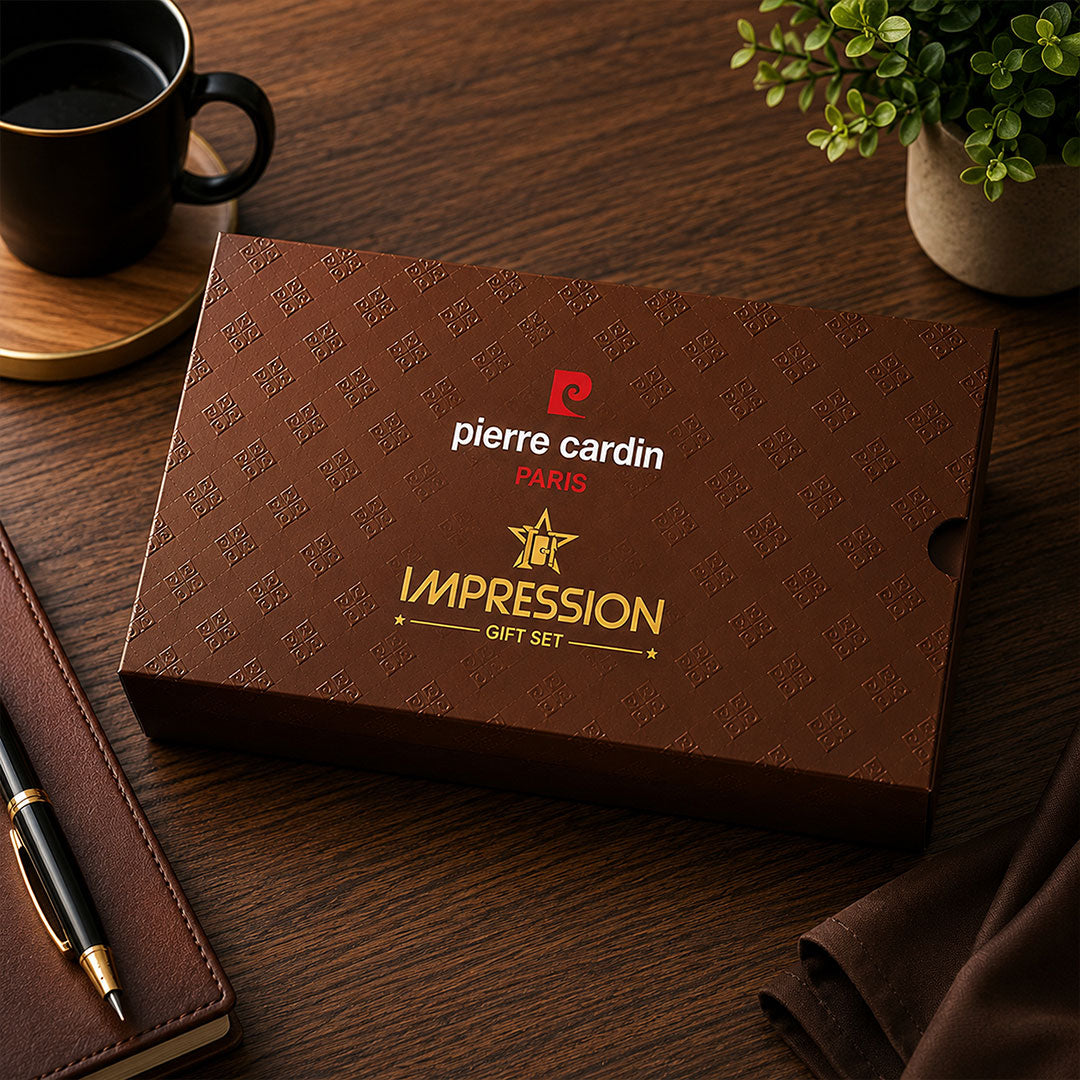 Personalized Pierre Cardin Office Gift Set | Custom Brown Leather Accessories | Love Craft Gifts™