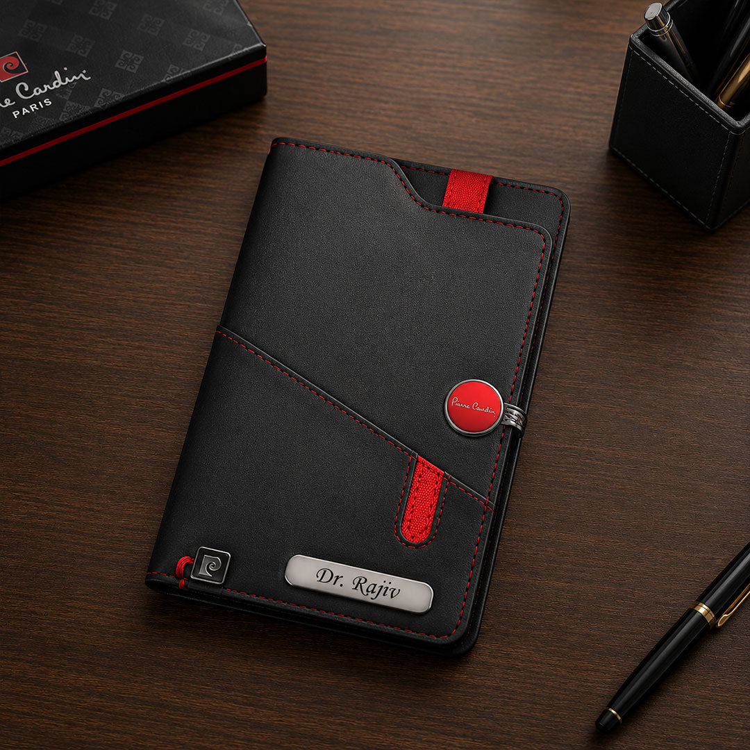 Personalized Pierre Cardin Premium Gift Box | Organizer Diary, Pen, Passport Holder & Keychain | Love Craft Gifts™