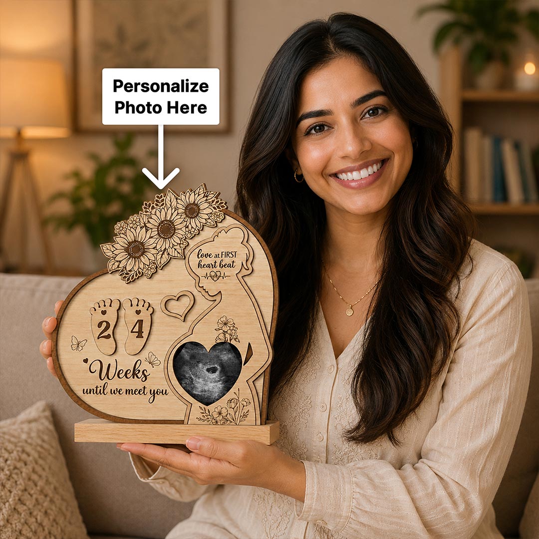 Personalized Pregnancy Sonogram Photo Stand 6x8 Inch | Custom Ultrasound Photo Keepsake for Mom-to-Be