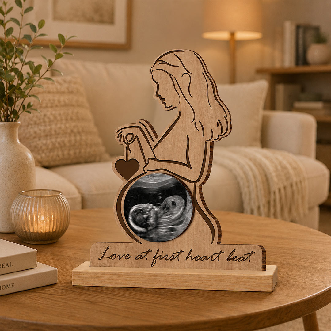 Personalized Pregnancy Ultrasound Photo Stand | Custom Baby Scan Keepsake for Expecting Mother