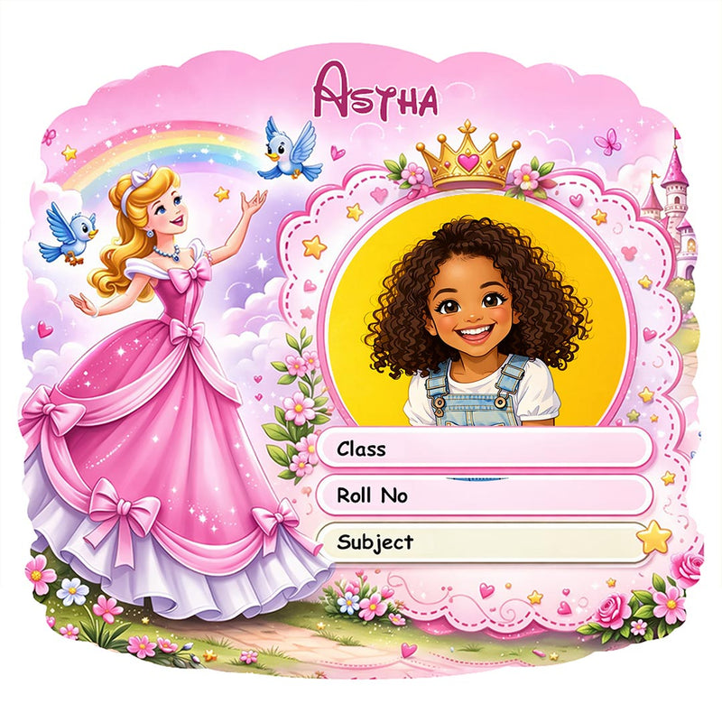 Personalized Princess Fairy Theme Kids Name Slips (2x3 Inch, 28 Stickers) – Custom Name & Photo School Labels | Love Craft Gifts