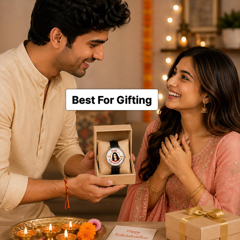 Personalized Rakhi Photo Wrist Watch | Happy Raksha Bandhan Watch with Sister's Photo | Love Craft Gifts™
