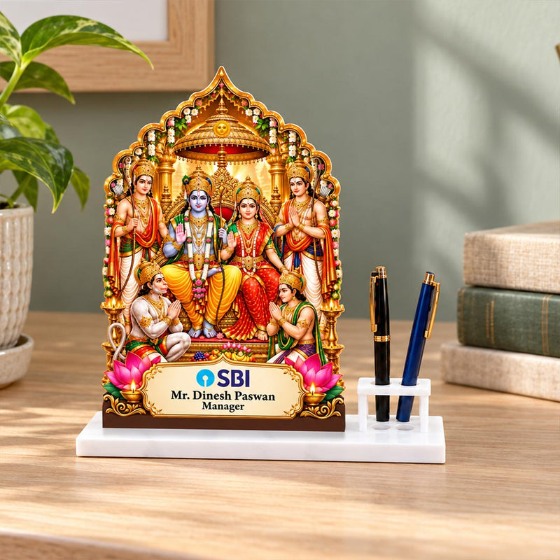 Personalized Ram Darbar Pen Holder 10x6" | Diwali Corporate Gift | Love Craft Gifts™