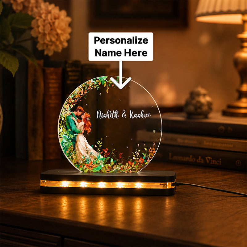 Personalized Romantic Couple LED Photo Lamp | 6×8 Inch | Custom Names | Tabletop Decor