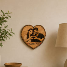 Personalized Wooden Heart Slice Couple Portrait Art | Romantic Anniversary Gift for Husband, Wife & Couples | 7x7" | Love Craft Gifts™