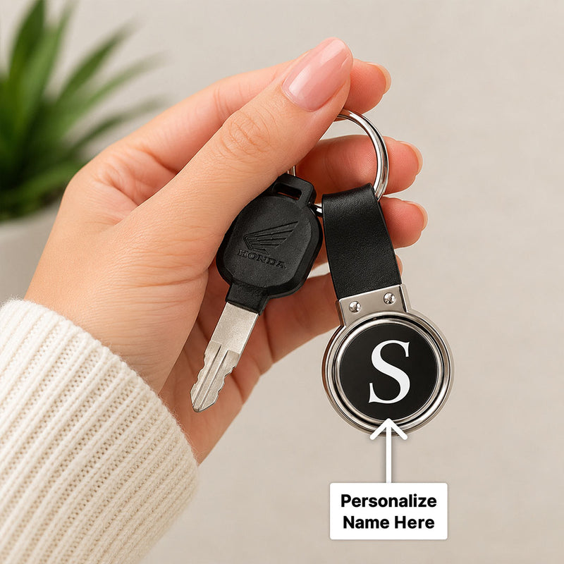 Personalized Round Leather Keychain | Custom Name Key Holder | Love Craft Gifts™