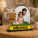 Personalized Sibling Picture Stand | Custom Photo and Names for Brother & Sister