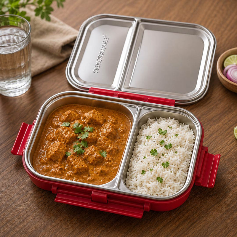 Personalized Signoraware Slim Stainless Steel Lunch Box with Custom Name | Leak Proof School & Office Tiffin Gift - 1Ltr | Love Craft Gifts™