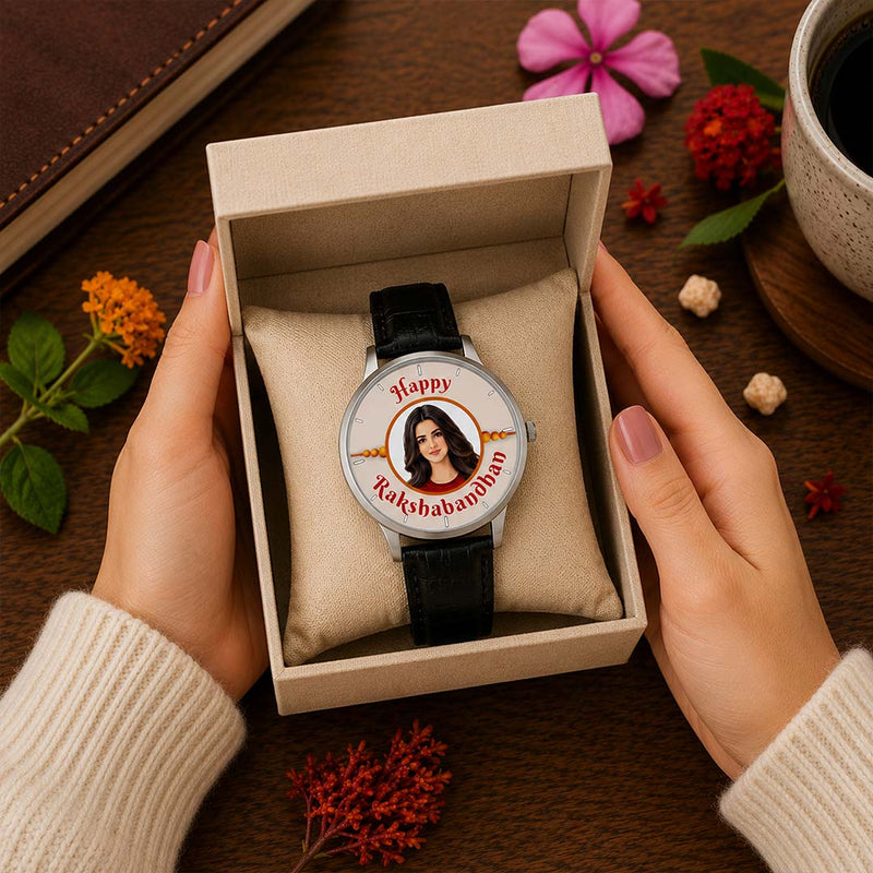 Personalized Sister Photo Wrist Watch | Happy Raksha Bandhan Custom Analog Watch | Rakhi Gift from Brother | Love Craft Gifts™