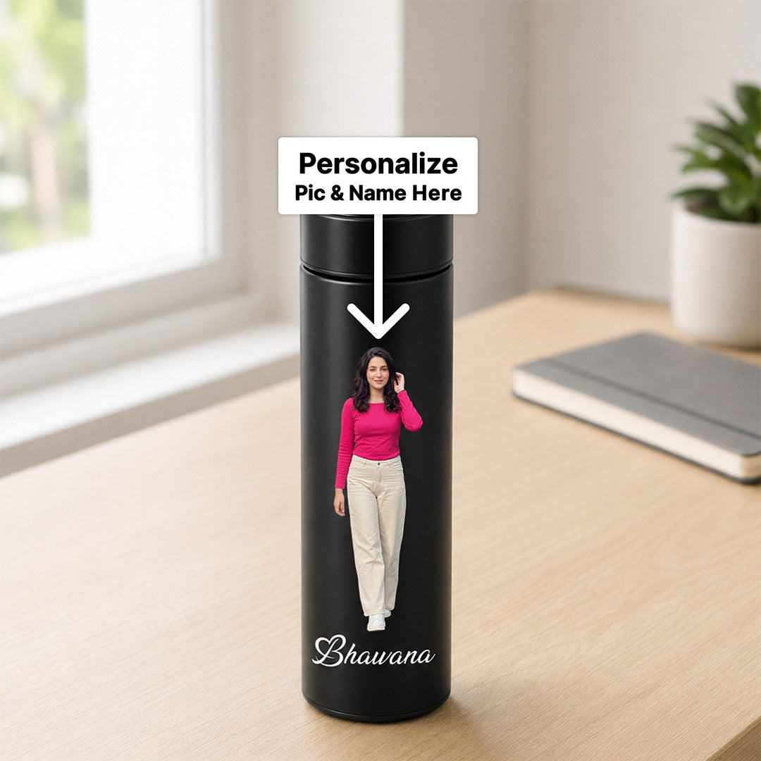 Personalized Smart Temperature Bottle | Custom Photo Printed Stainless Steel Bottle | Love Craft Gifts™