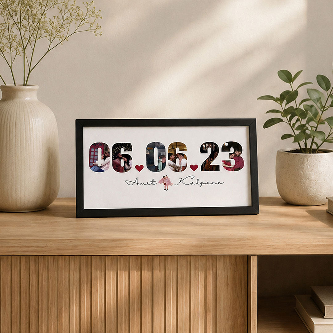 Personalized Special Date Photo Collage Frame 6x12" | Couple Gift