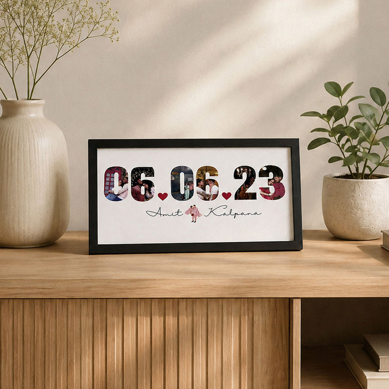 Personalized Special Date Photo Collage Frame 6x12" | Couple Gift