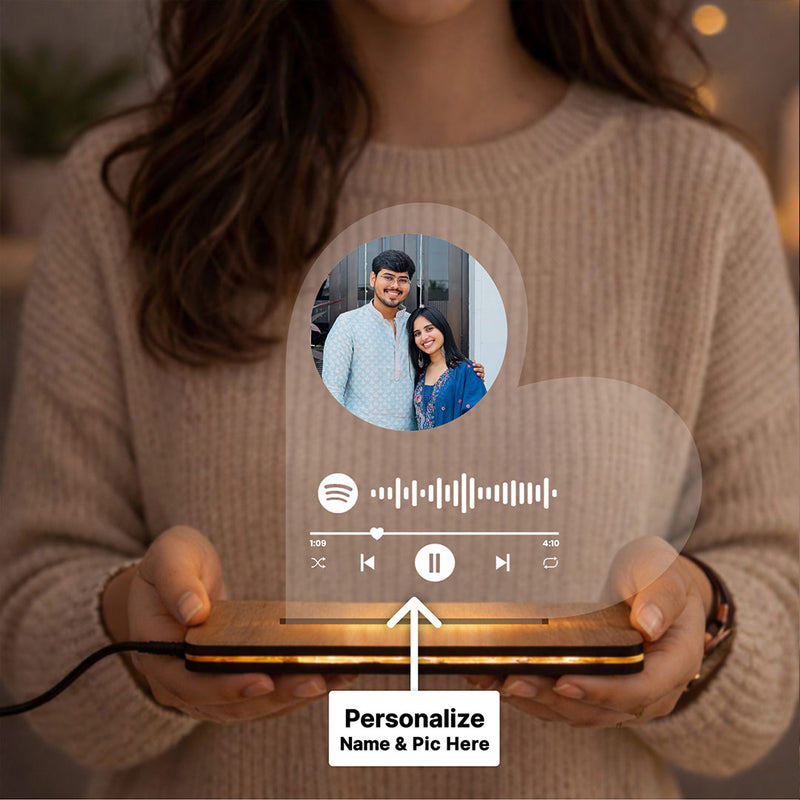 Personalized Spotify LED Acrylic Lamp | Custom Photo Music Plaque with Names | Anniversary Gift for Husband & Wife | Love Craft Gifts™