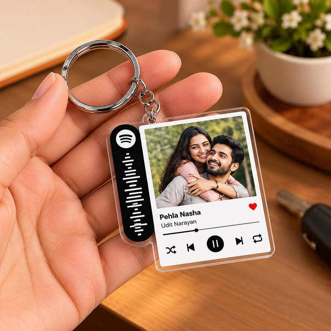 Personalized Spotify Photo Song Keychain 2x2.8" | Custom Couple Music Gift | Love Craft Gifts™