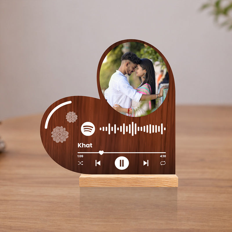 Personalized Spotify Song Wooden LED Frame | Custom Photo Music Plaque Gift - 6x7.5" | Love Craft Gifts™