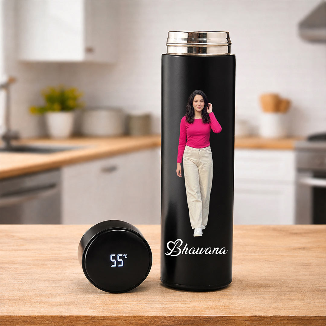Personalized Stainless Steel Temperature Bottle with Name & Photo | Love Craft Gifts™