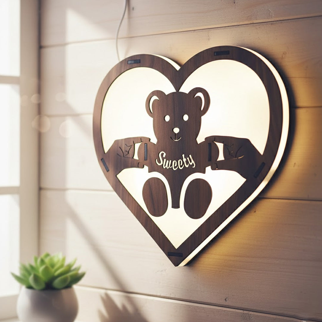 Personalized Talking Heart Wooden LED Wall Decor | Talking Heart | Love Craft Gifts