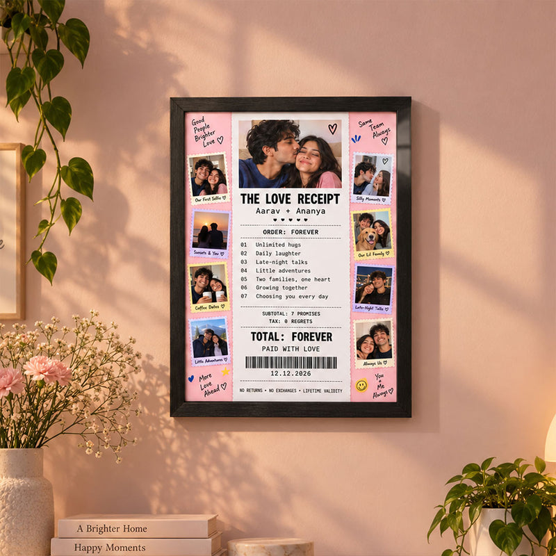 Personalized The Love Receipt Couple Photo Frame | Love Craft Gifts™