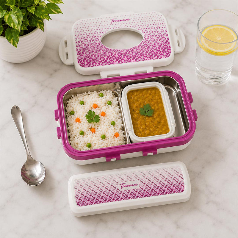 Personalized Trueware Stainless Steel Lunch Box with Custom Name Printing | Leakproof Multi-Compartment Tiffin Gift for Kids, Students & Office Use - Love Craft Gifts™