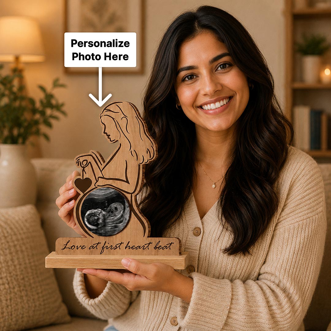 Personalized Ultrasound Photo Stand 6x8 Inch | Custom Sonogram Keepsake for Mom-to-Be