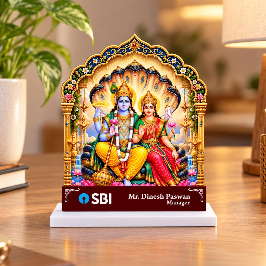 Personalized Vishnu Lakshmi Desk Stand 6x6" | Custom Corporate Office Gift | Love Craft Gifts™
