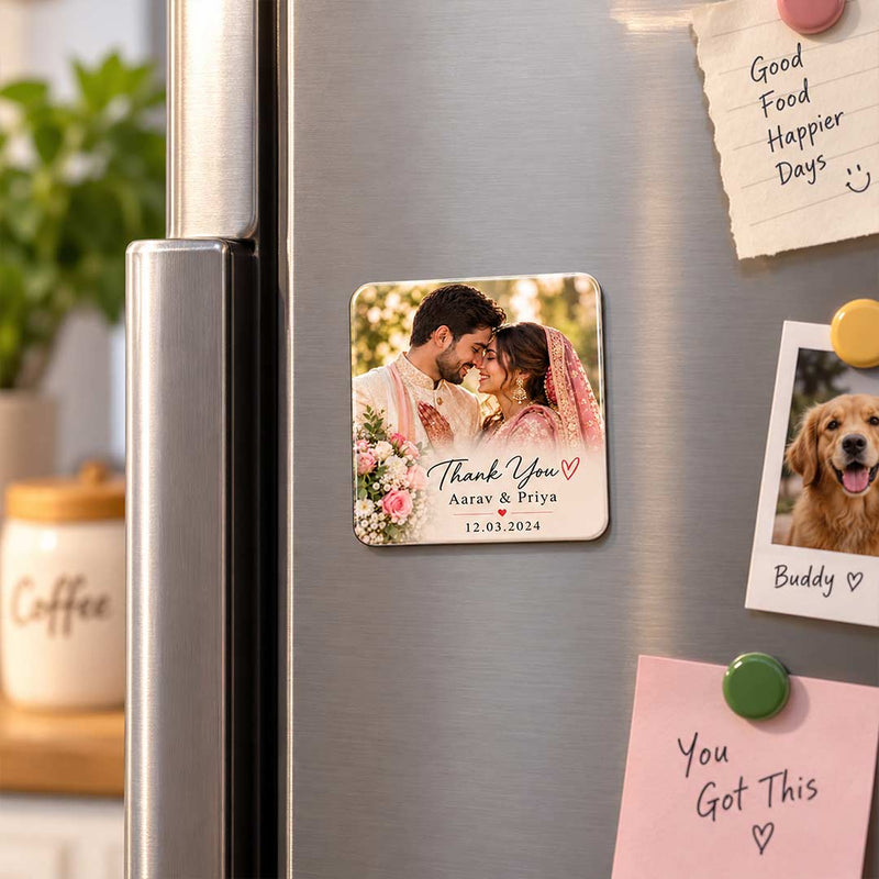 Personalized Wedding Thank You Fridge Magnet 2×2" | Love Craft Gifts™