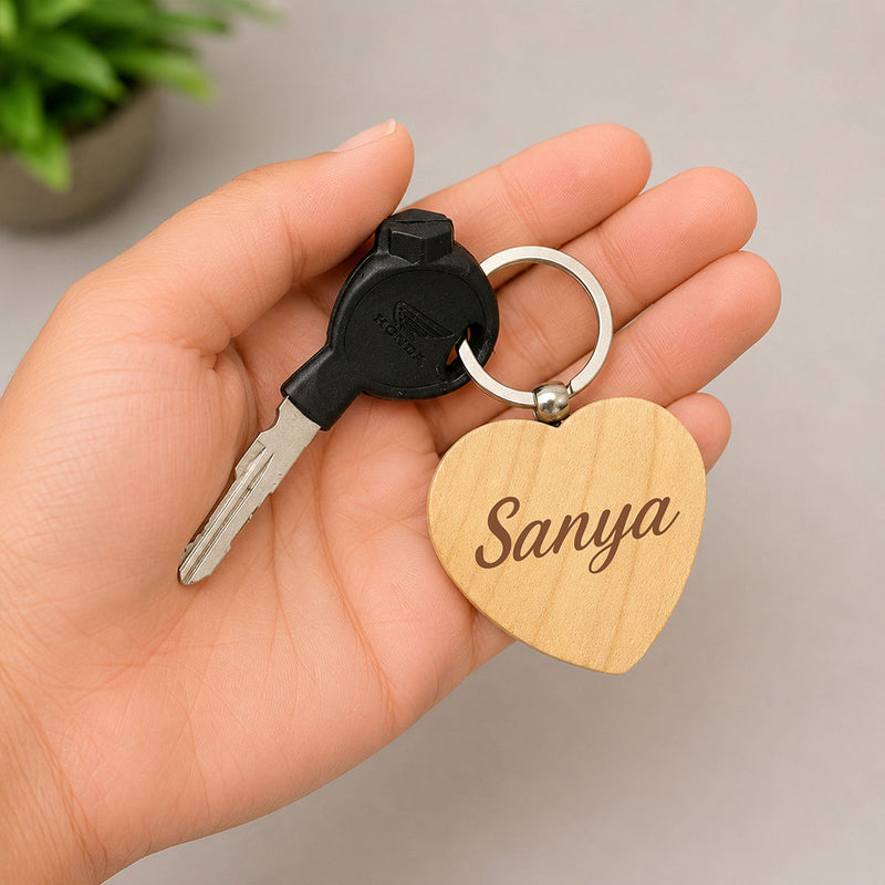 Personalized Wood Keychain with Name Laser Engraved Gift for Him and Her | Love Craft Gifts™