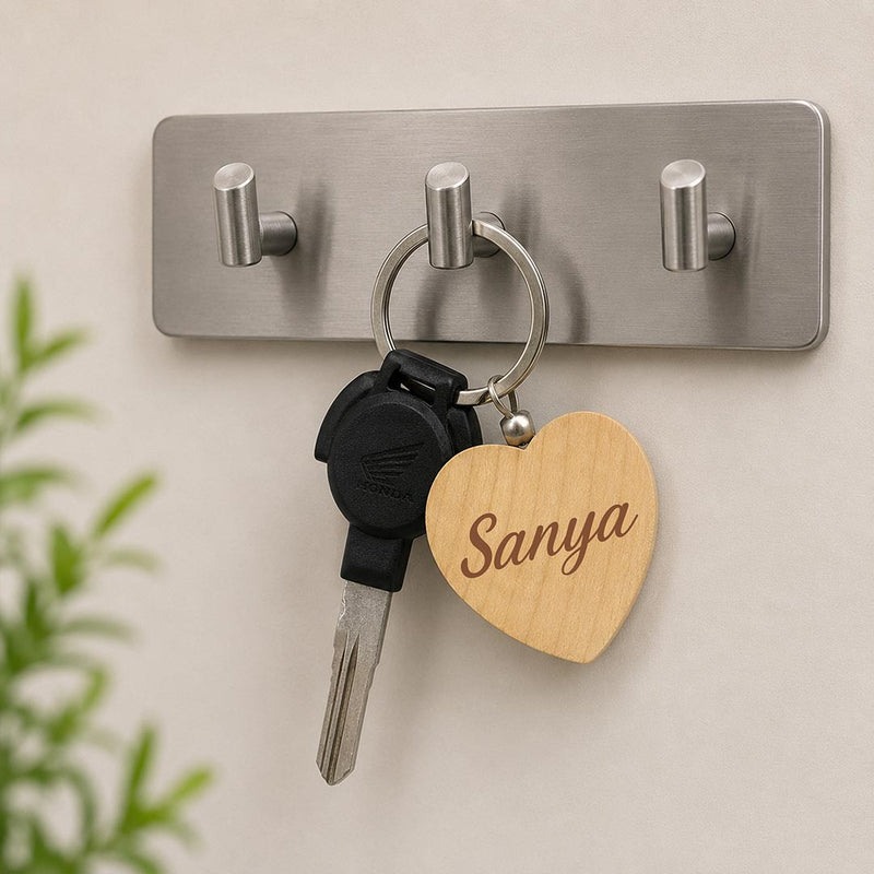 Personalized Wood & Walnut Name Keychain Laser Engraved Keepsake Gift | Love Craft Gifts™