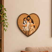 Personalized Wooden Heart Slice Family Portrait Art | 7×7" | Love Craft Gifts™