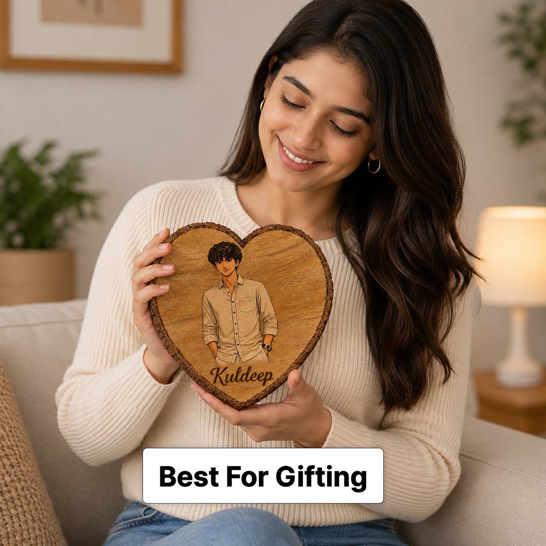 Personalized Wooden Heart Slice Name Portrait | Custom Wooden Table Décor | Love Craft Gifts™