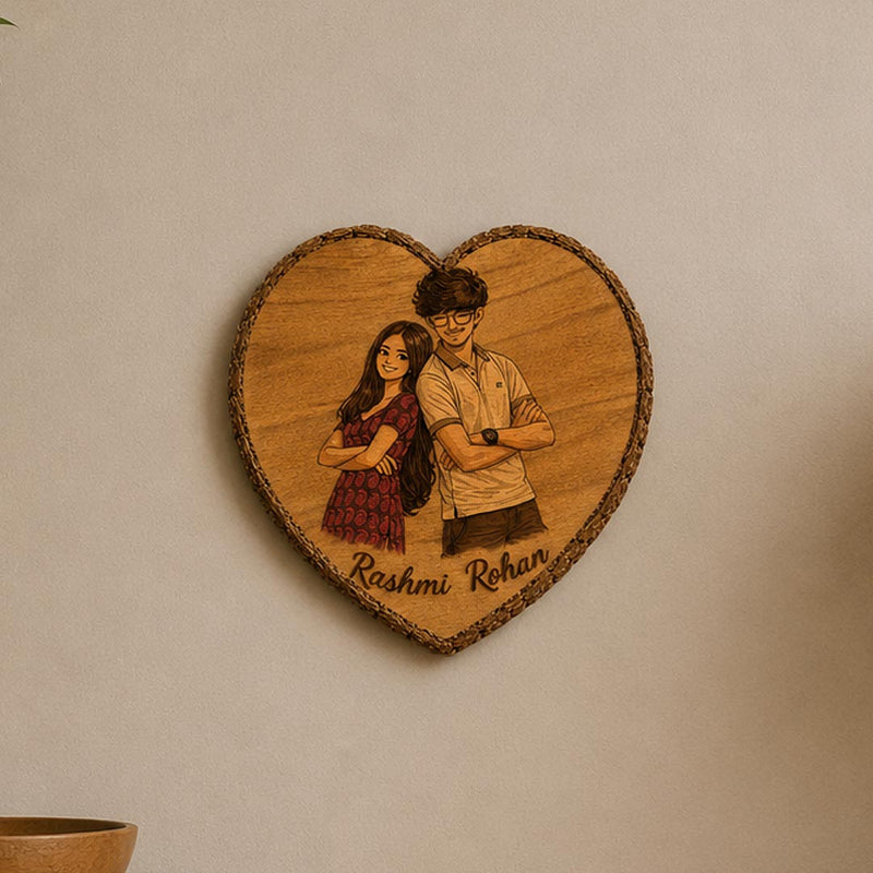 Personalized Wooden Heart Slice Photo Gift | Brother Sister Portrait Art | Raksha Bandhan Gift | Love Craft Gifts™