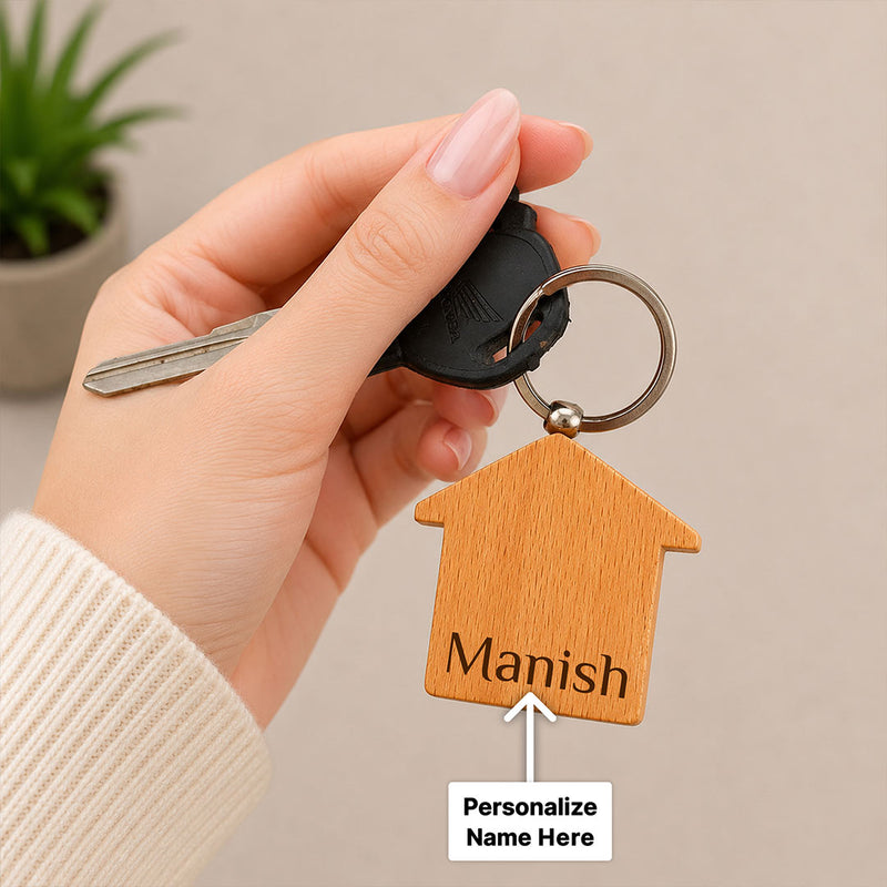 Personalized Wooden House Name Keychain | Premium Home Key Holder | Love Craft Gifts™