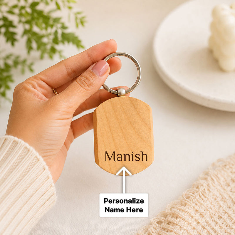 Personalized Wooden Keyring | Custom Name Natural Wood Keychain | Love Craft Gifts™