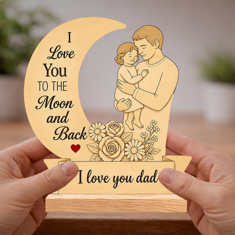 Personalized Wooden LED Lamp for Dad | Custom Message Wooden Night Lamp | 6 x 6 Inch | Love Craft Gifts™
