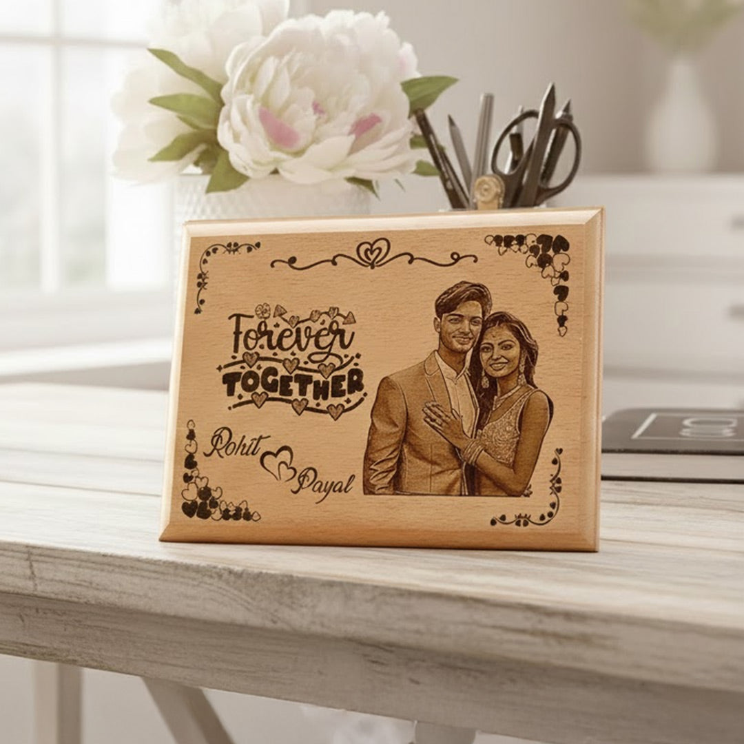 Personalized Wooden Photo Engraving Frame for Couples | Wooden Photo Engraving | Love Craft Gifts