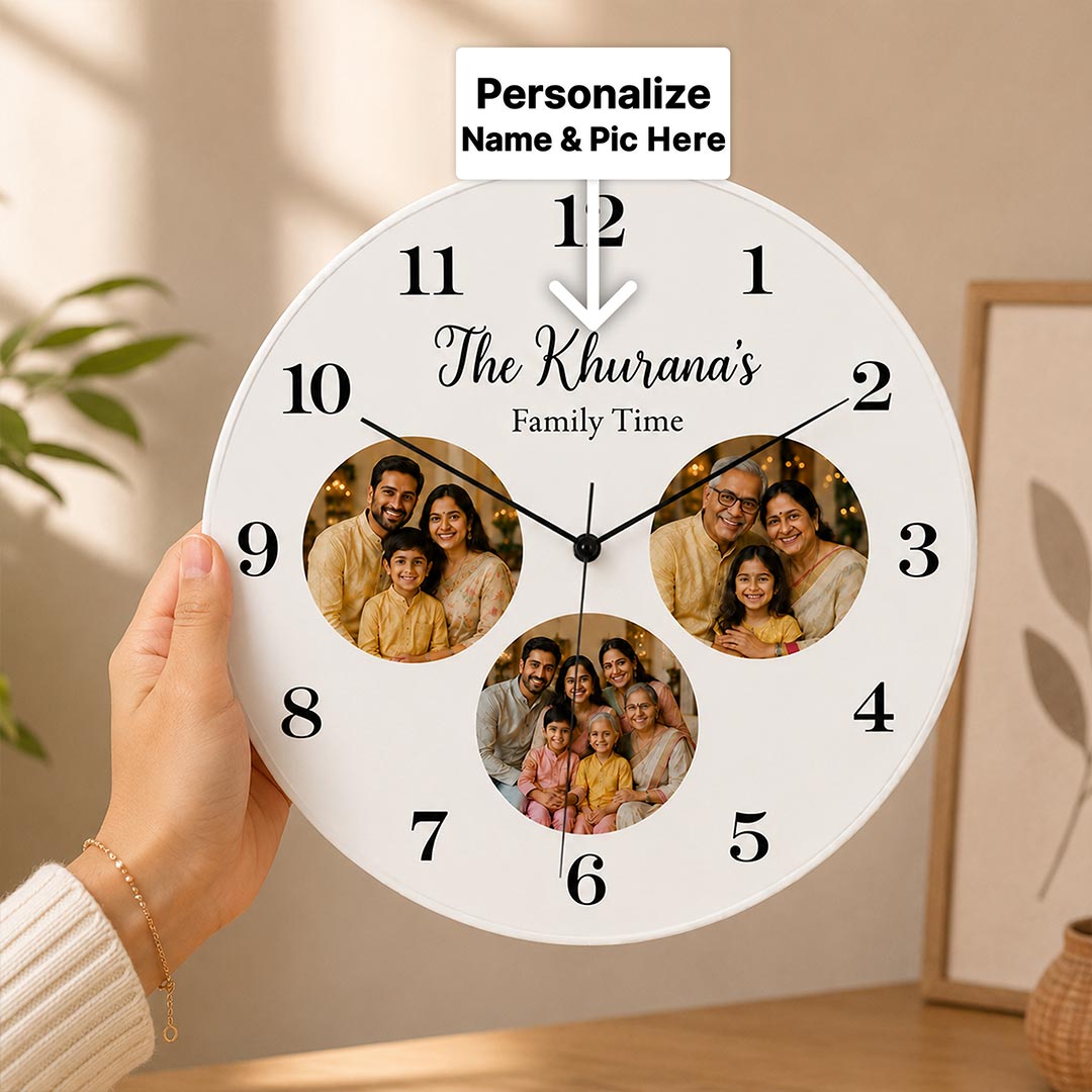 Personalized Wooden Wall Clock with Family Photos | Custom Family Gift | Love Craft Gifts™