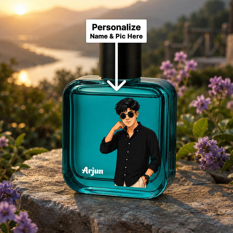 Personalized Woody Marine Perfume | Custom Photo & Name Bottle | Love Craft Gifts™