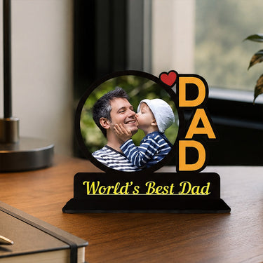 Personalized World’s Best Dad Photo Table Stand 4x5" | Custom Father Gift