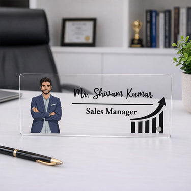 Personalized Acrylic Office Name Plate | Custom Desk Name Sign Gift for Managers, Professionals & Corporate Employees - 7x6" | Love Craft Gifts™