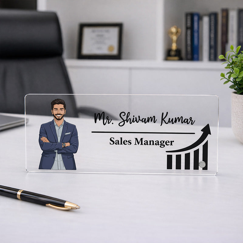 Personalized Acrylic Office Name Plate | Custom Desk Name Sign Gift for Managers, Professionals & Corporate Employees - 7x6" | Love Craft Gifts™