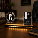 Personalized Advocate LED Visiting Card Holder with Custom Name | Professional Lawyer Desk Décor Gift for Advocates - 8x6" | Love Craft Gifts™