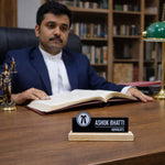 Personalized Advocate Acrylic Name Plate with Wooden Base – Custom Lawyer Desk Name Stand (7 x 3 Inch) | Love Craft Gifts
