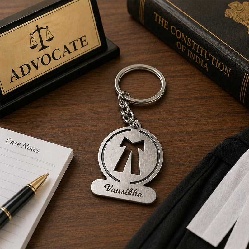 Personalized Advocate Lawyer Metal Keychain with Custom Name – Premium Legal Professional Keyring Gift (Standard Gift Size) | Love Craft Gifts™