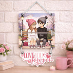 Personalized Anime Couple Love Forever Wall Hanging (9x14 Inch) – Custom Name Wooden Decor | Love Craft Gifts