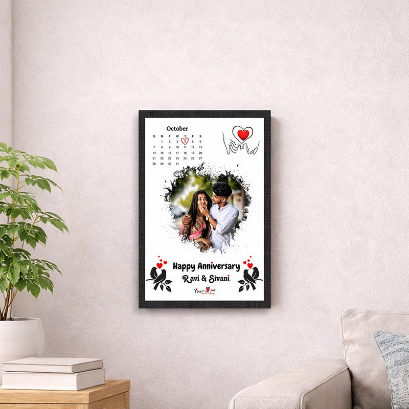 Personalized Anniversary Calendar Couple Wall Frame | Custom Romantic Photo & Special Date Memory Gift 8x12" | Love Craft Gifts™