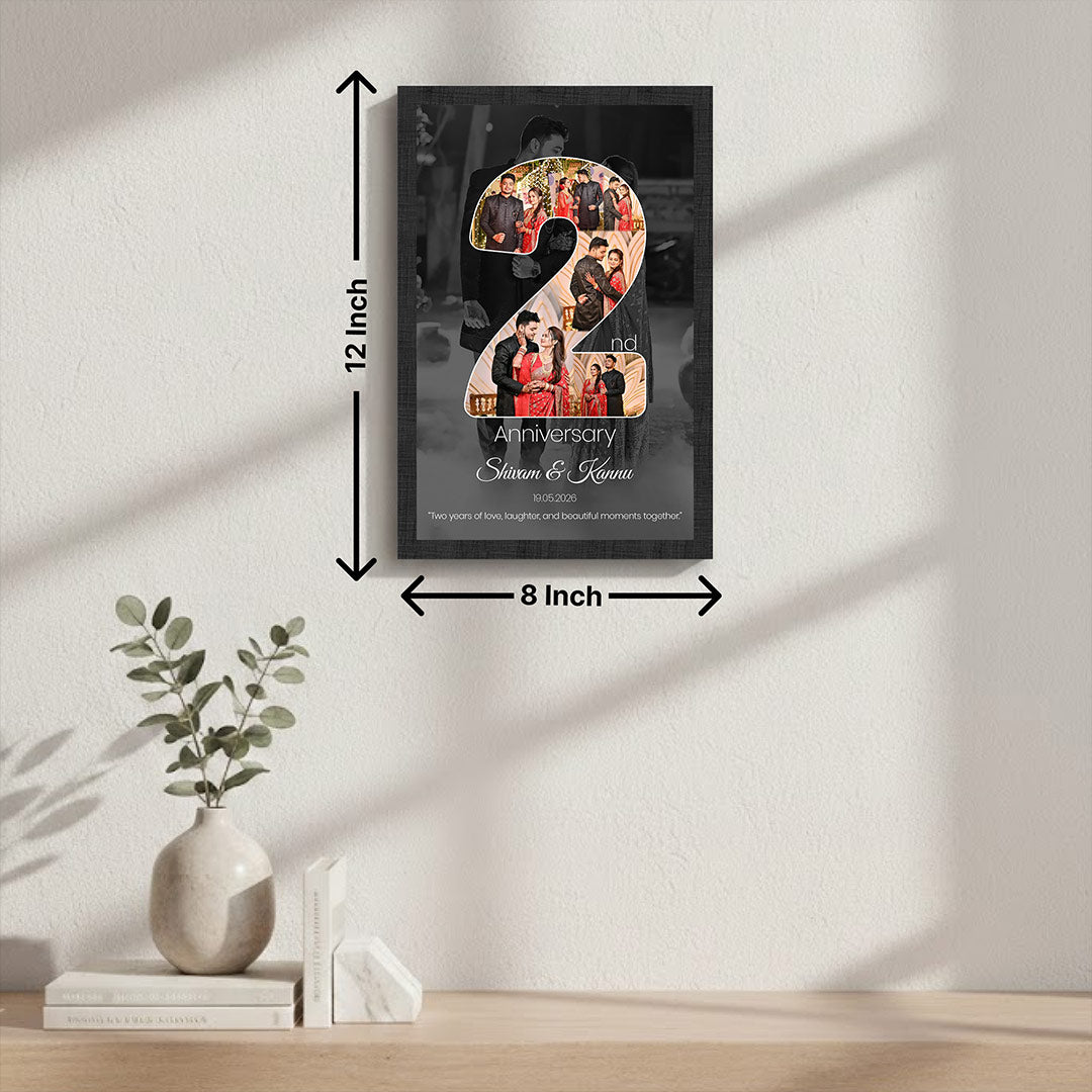 Personalized 2nd Anniversary Photo Collage Wall Frame | Romantic Couple Memory Gift with Custom Photos Available in 8x12" to 24x36" | Love Craft Gifts™