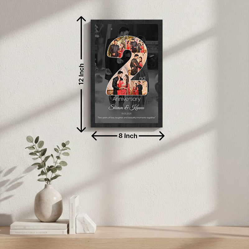 Personalized 2nd Anniversary Photo Collage Wall Frame | Romantic Couple Memory Gift with Custom Photos Available in 8x12" to 24x36" | Love Craft Gifts™